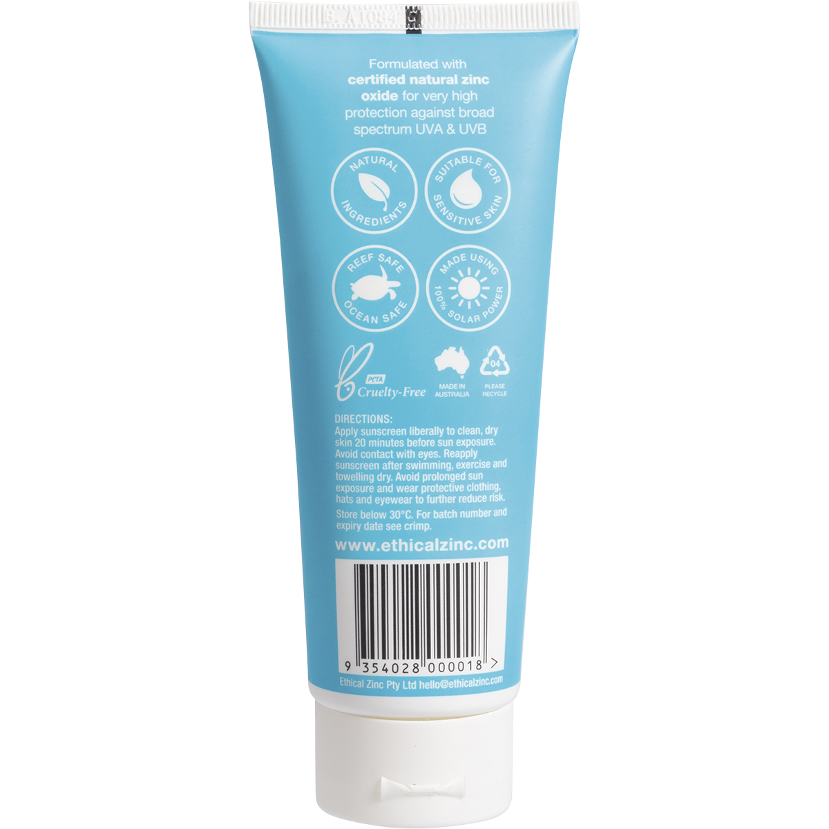 Ethical Zinc - Natural Clear Zinc Sunscreen SPF 50+ 100g