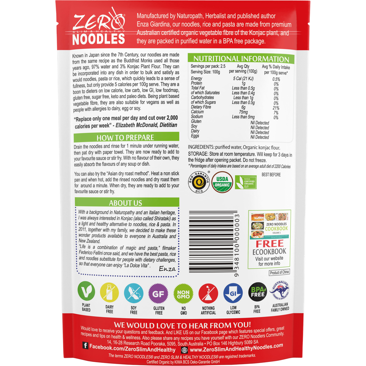Zero Slim & Healthy - Certified Organic Konjac Rice Style 400g