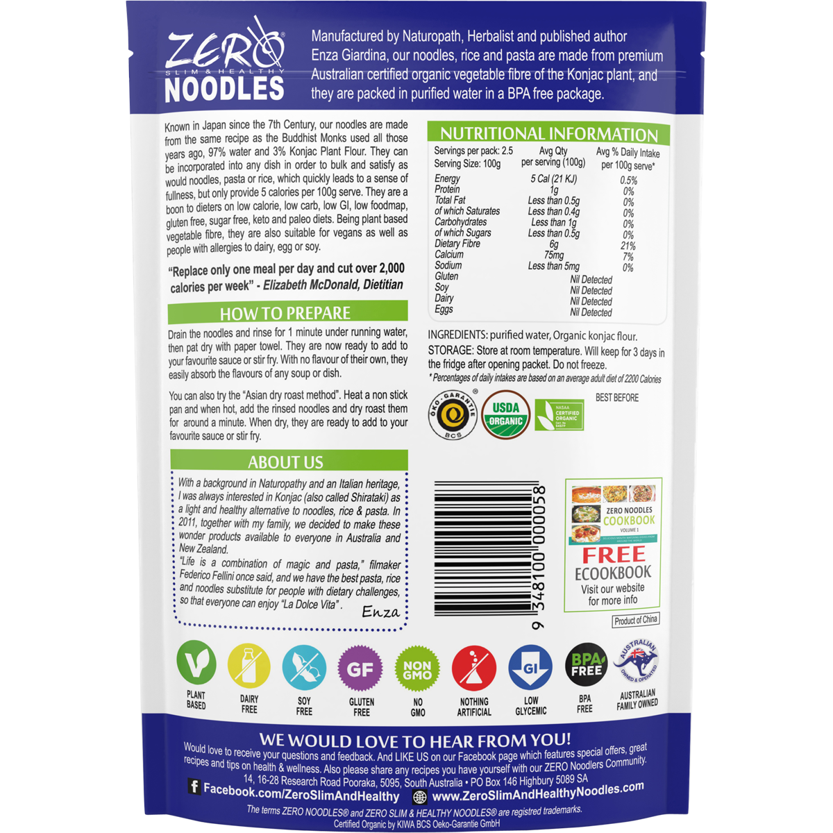 Zero Slim & Healthy - Certified Organic Konjac Noodles Style 400g
