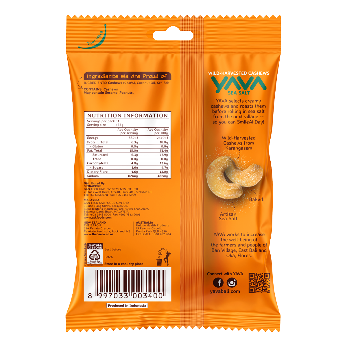 Yava - Wild Harvested Cashews Sea Salt 35g