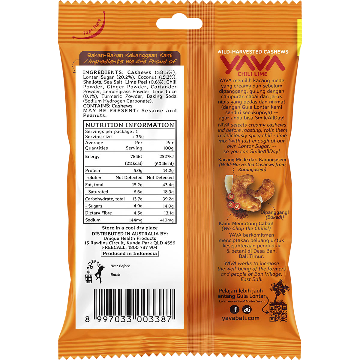 Yava - Wild Harvested Cashews Chili Lime 35g