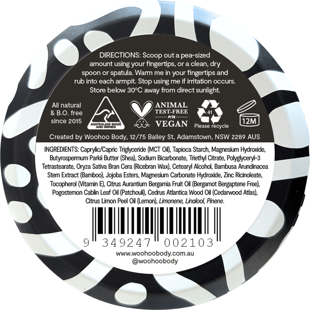 Woohoo - Deodorant Paste Tin Tux Extra Strength 60g
