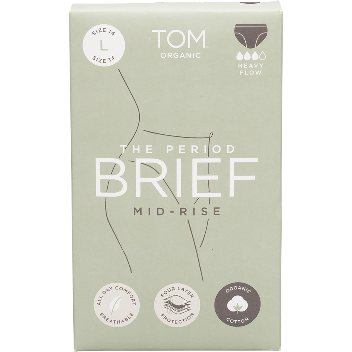 TOM Organic - The Period Brief Mid Rise Black Large