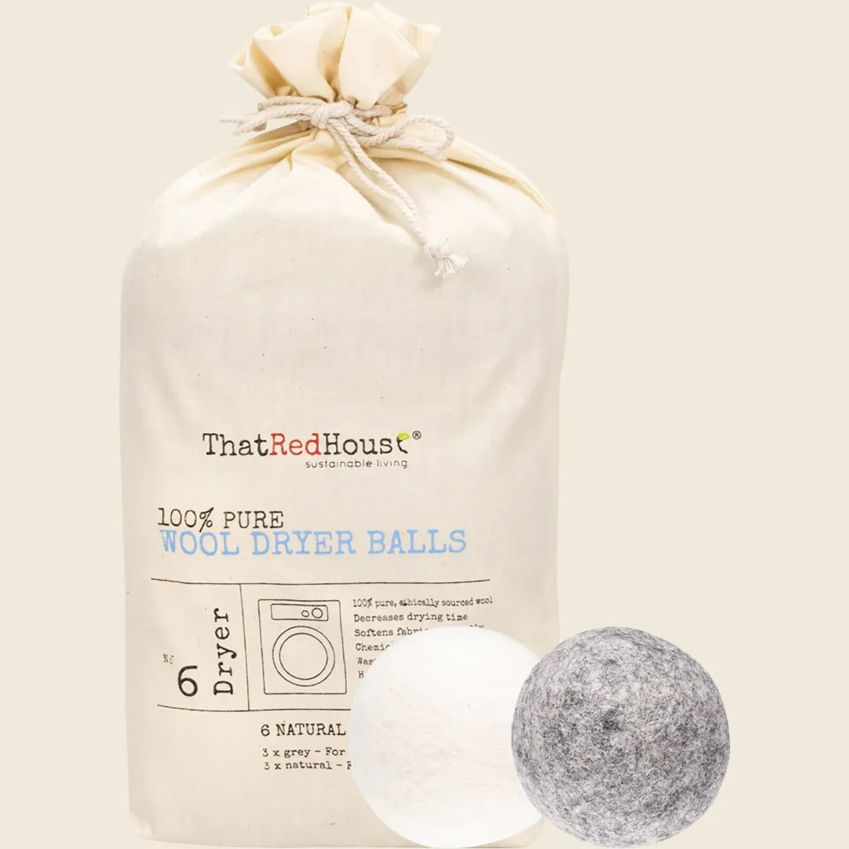 That Red House - Wool Dryer Balls 100% Pure 6pk