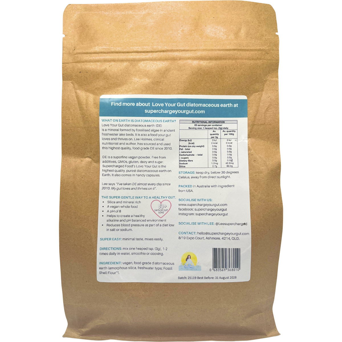 Supercharged Food - Love Your Gut Powder Diatomaceous Earth 250g