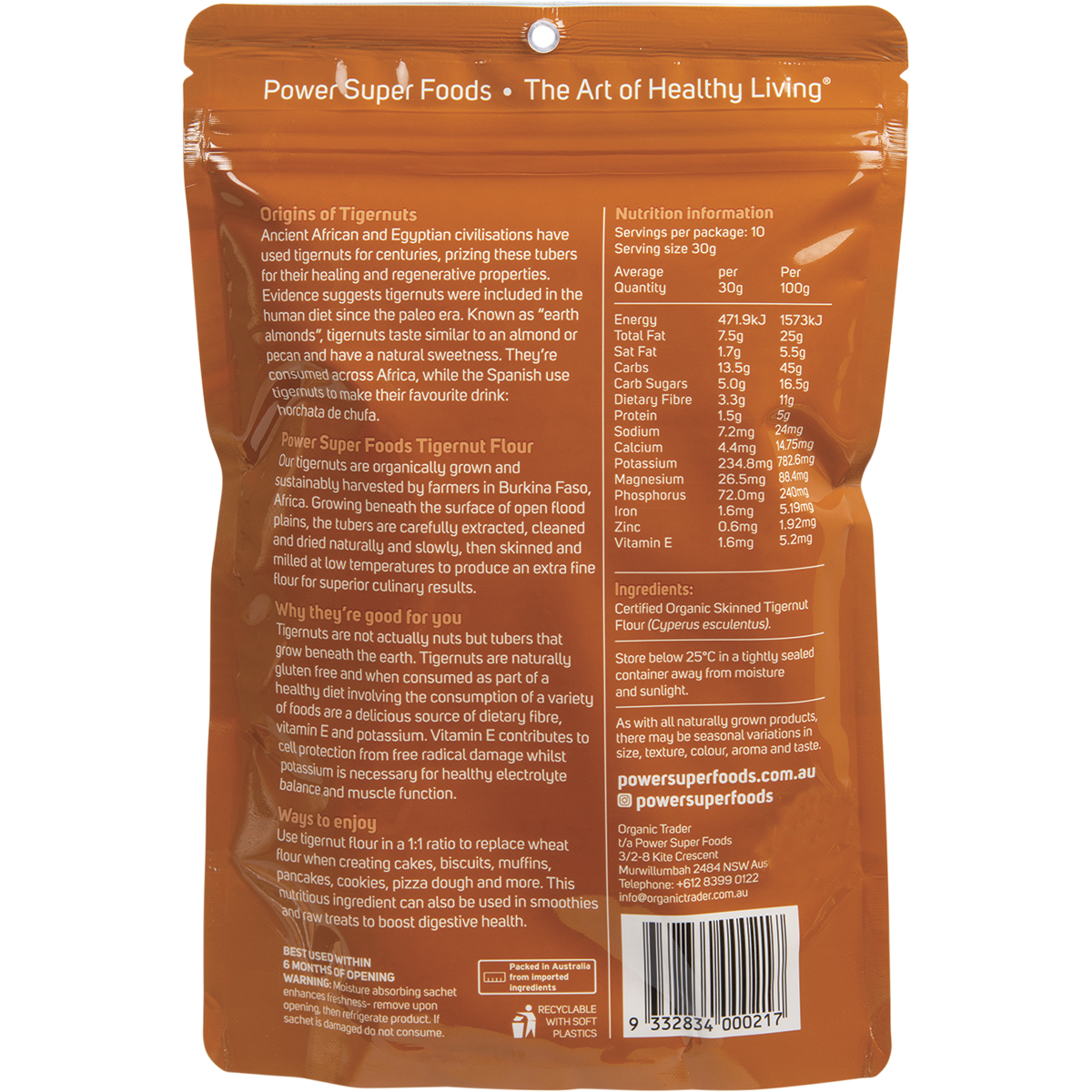 Power Superfoods - Tigernut Flour Certified Organic 300g