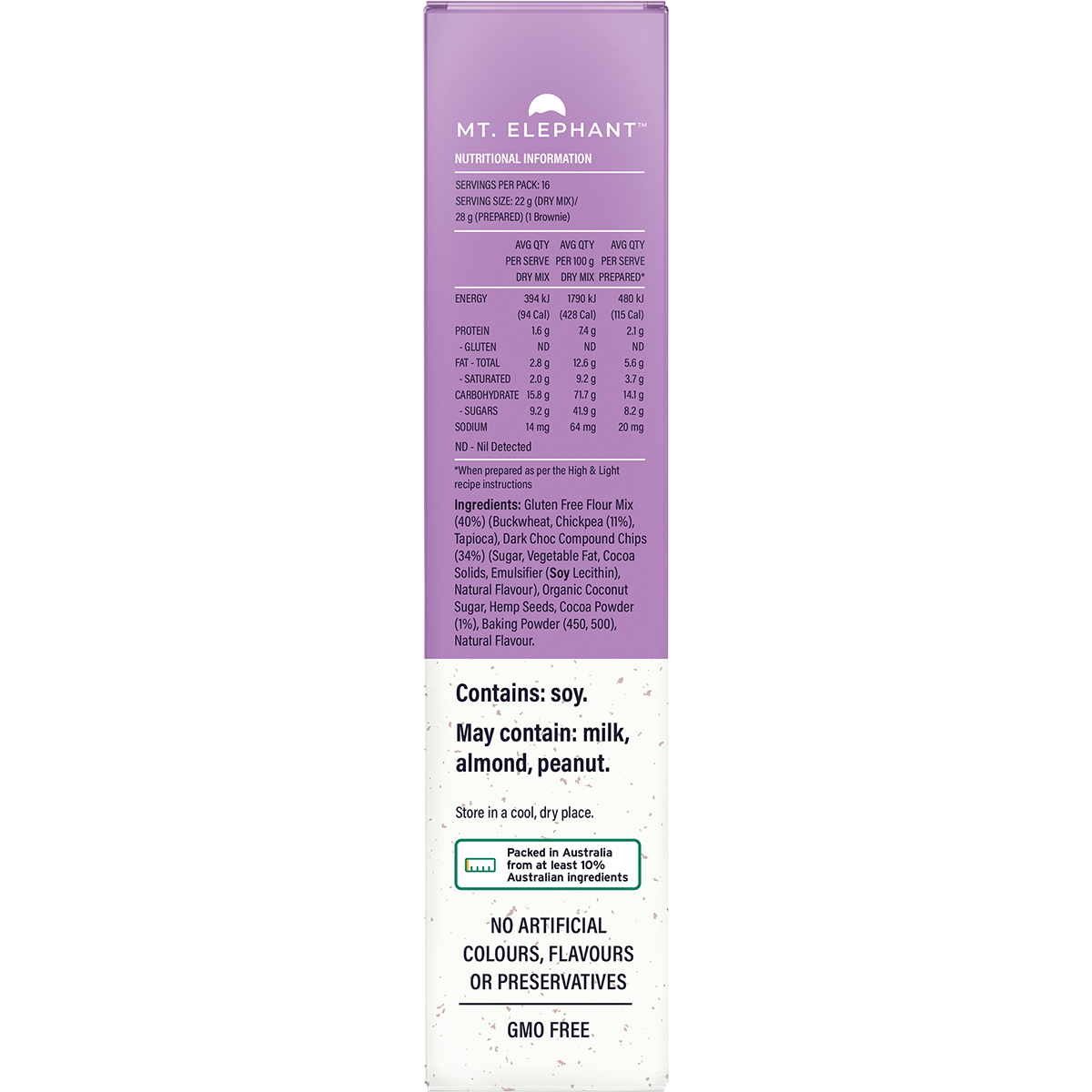 Mt. Elephant - Wholefood Brownie Mix Choc Chunk 350g