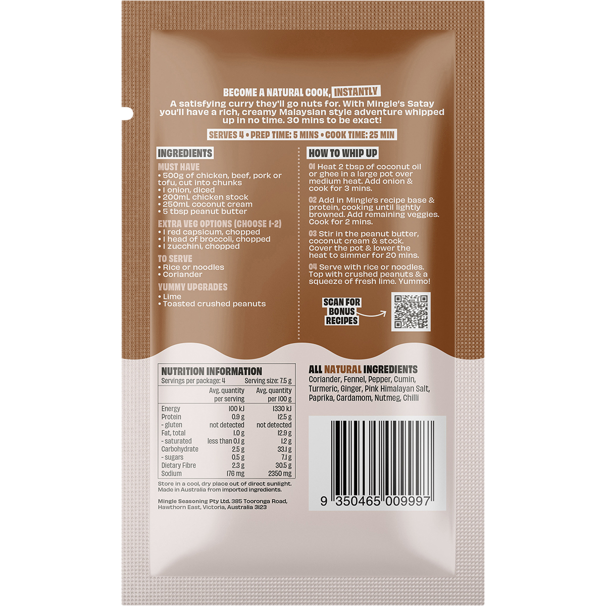 Mingle - Satay All Natural Recipe Base 30g
