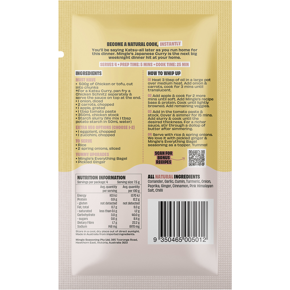 Mingle - Natural Seasoning Blend Japanese Curry 30g