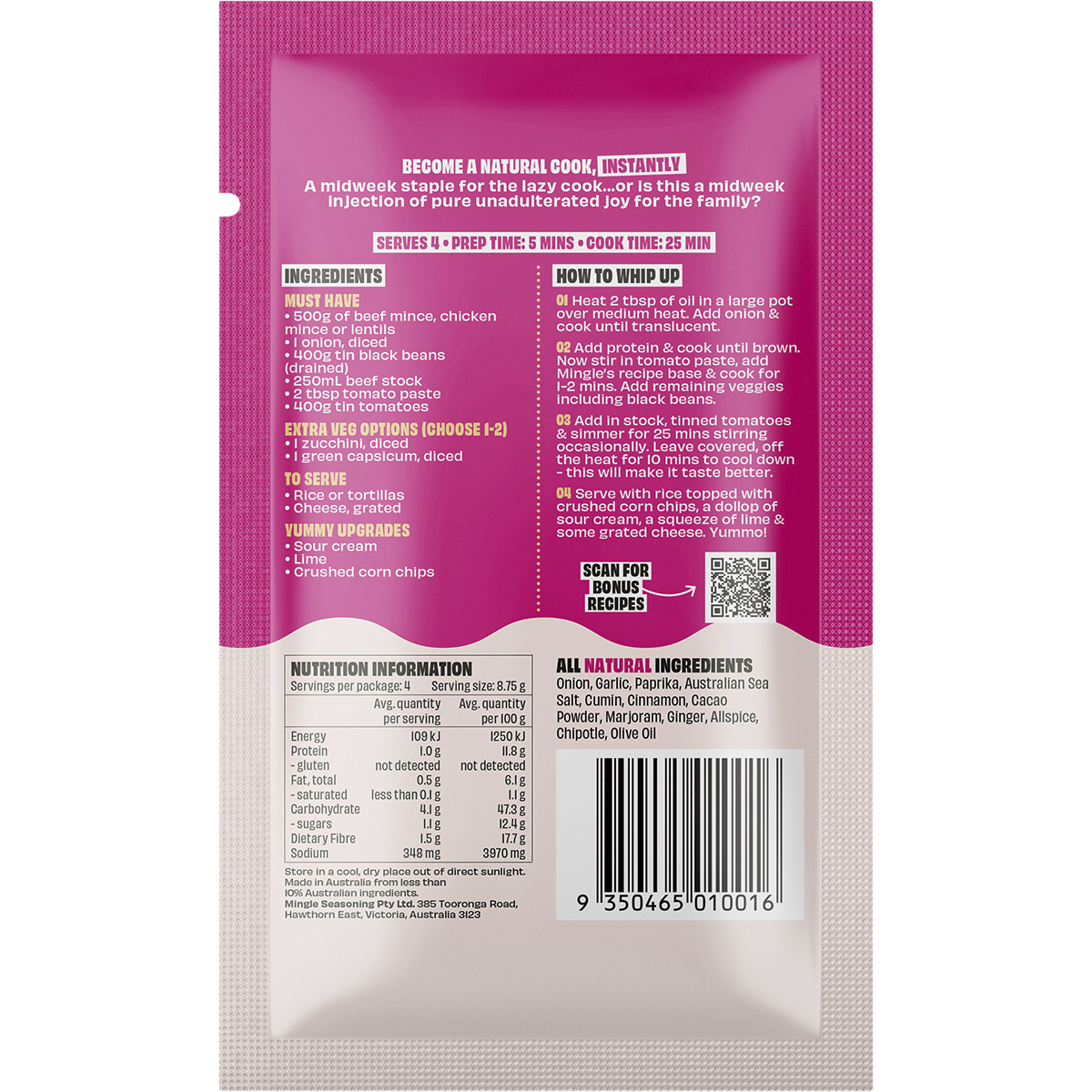 Mingle - Chilli Con Carne All Natural Recipe Base 35g