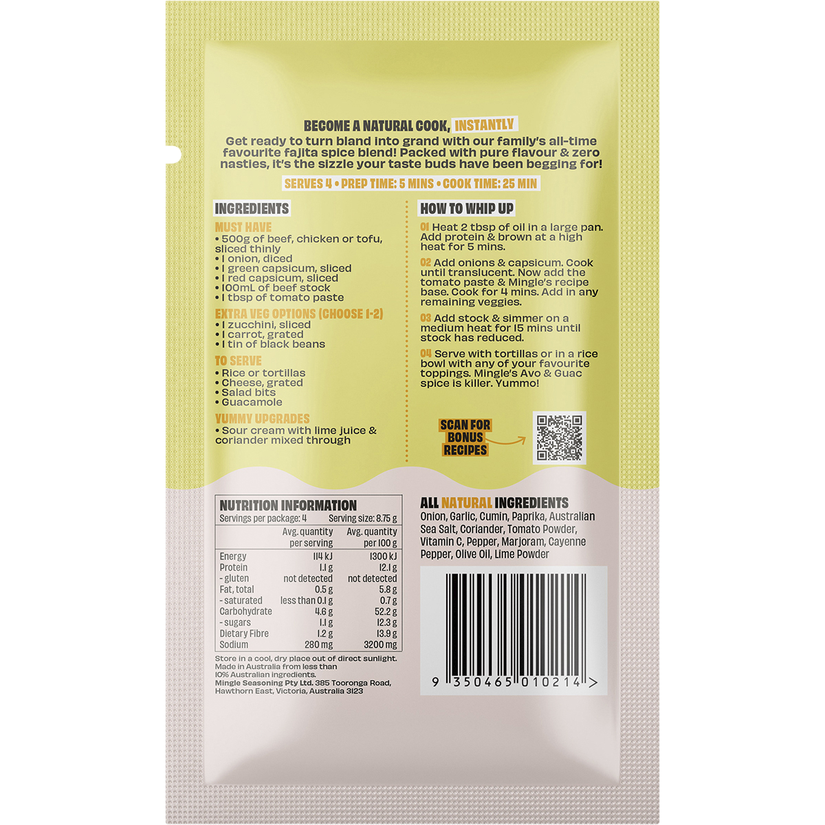 Mingle - Mexican Fajita All Natural Recipe Base 35g