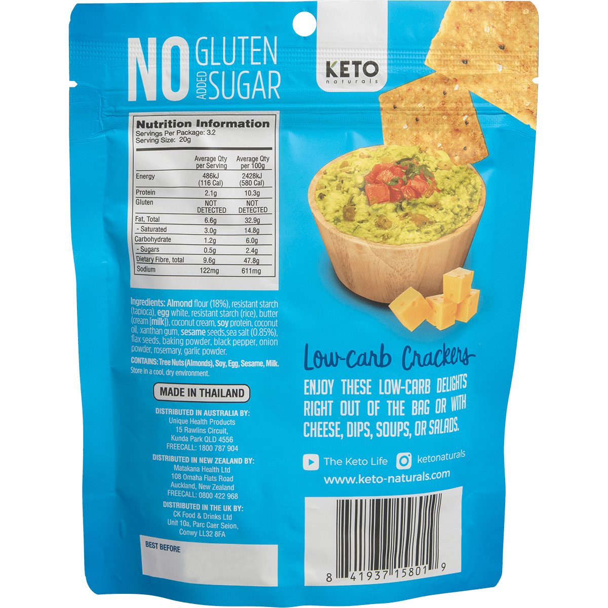 Keto Naturals - Almond Flour Crackers Sea Salt 64g