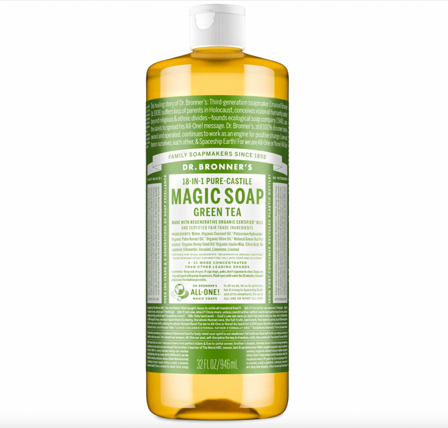 Dr Bronners - Green Tea Pure-Castile Magic Liquid Soap 946ml