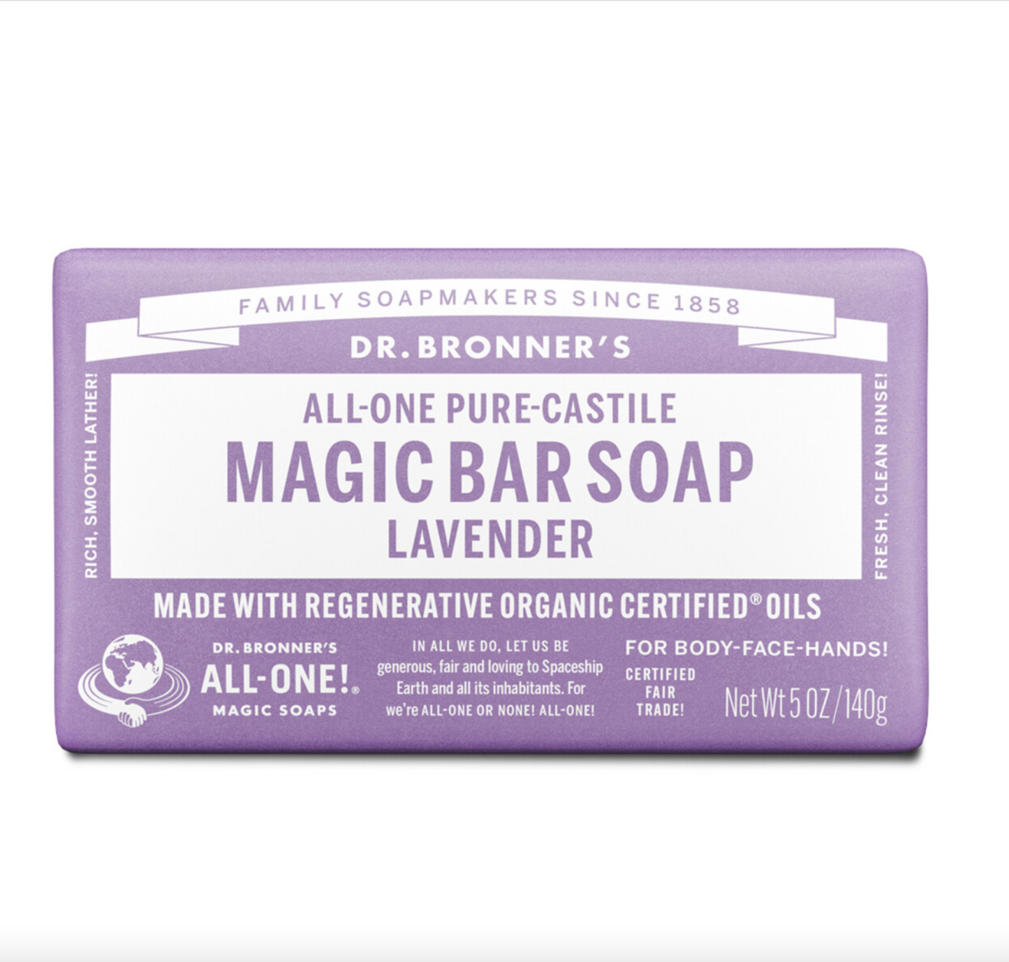 Dr Bronners - Lavender Pure-Castile Magic Bar Soap 140g