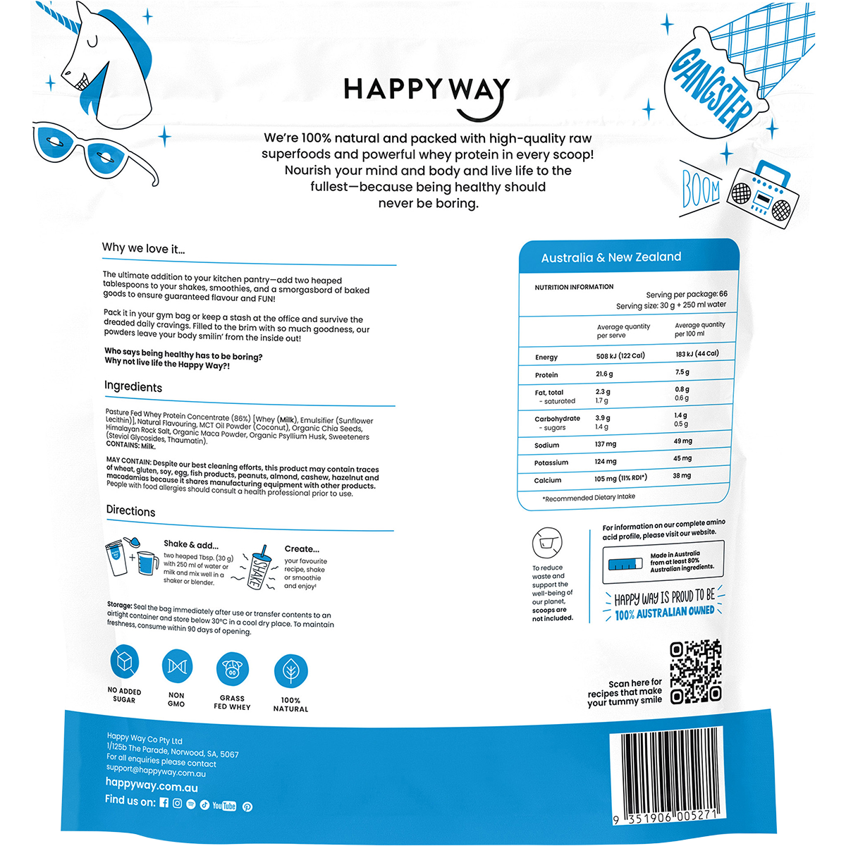 Happy Way - Whey Protein Powder Vanilla 2kg