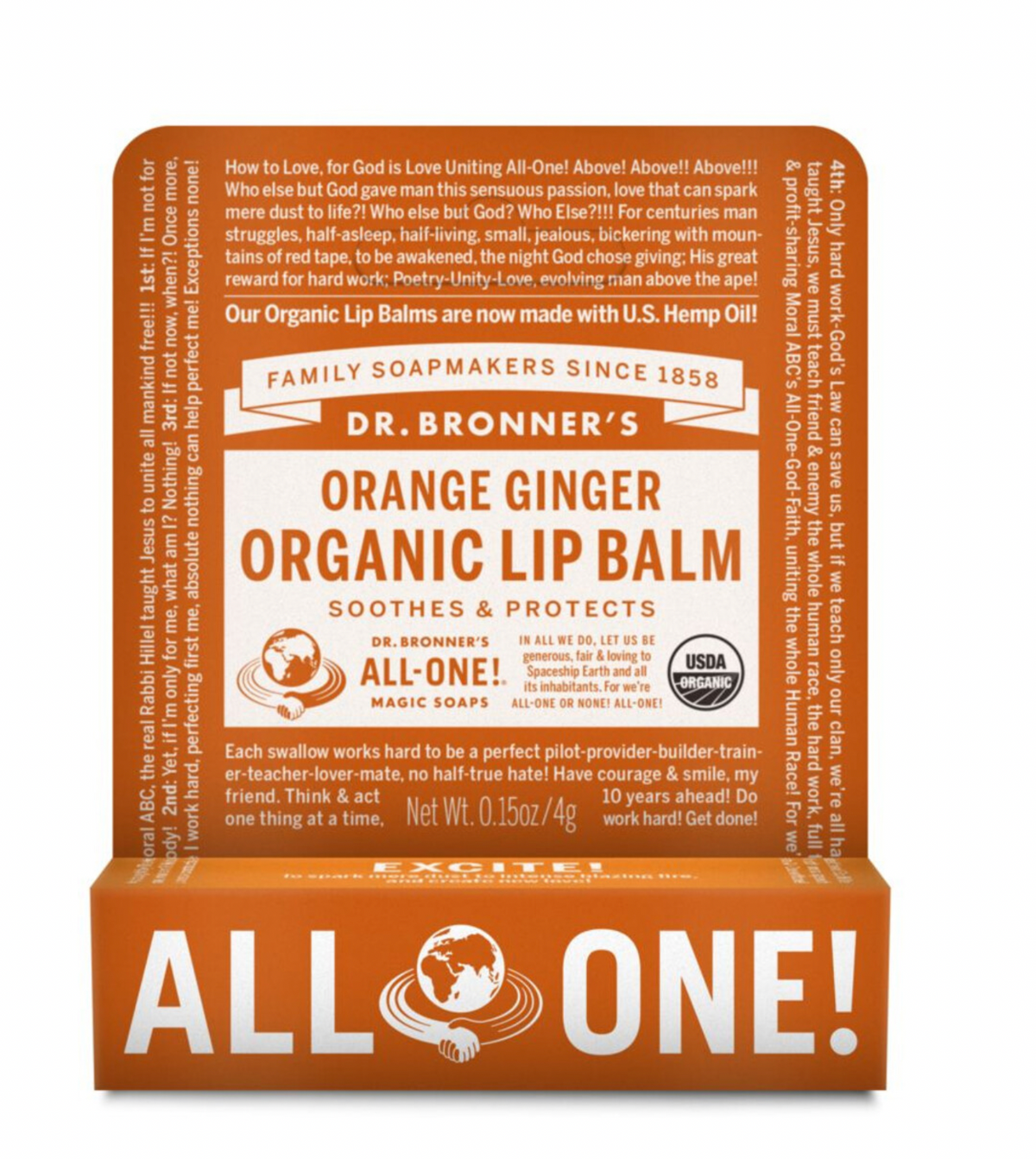 Dr Bronners - Orange Ginger Lip Balm - Hang Sell 4g