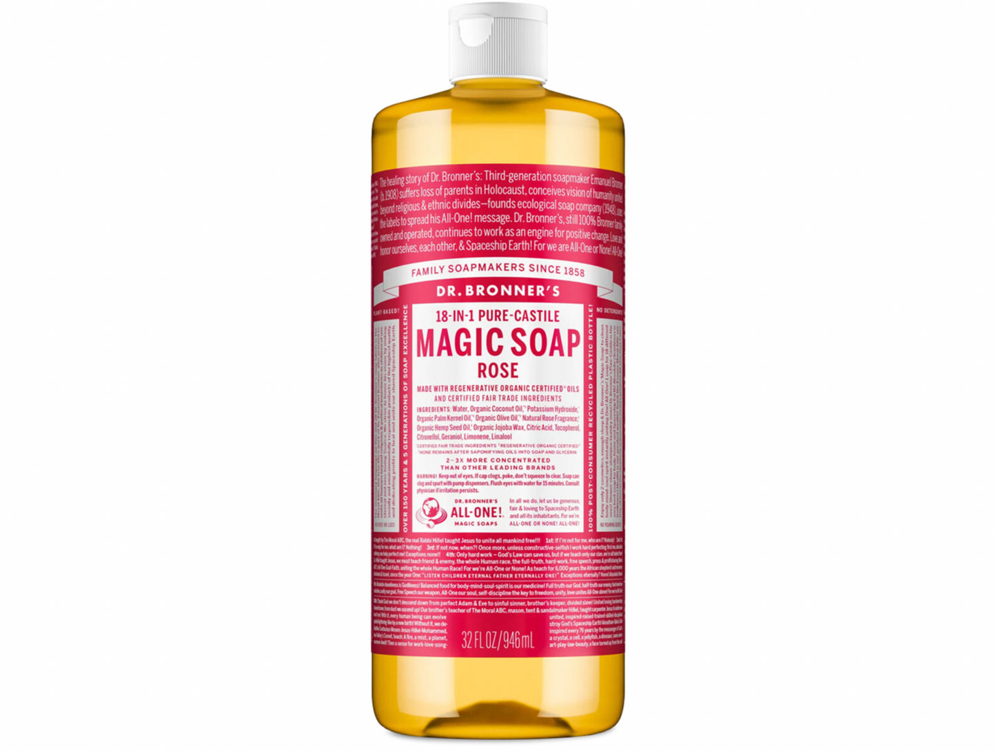 Dr Bronners - Rose Pure-Castile Magic Liquid Soap 946ml