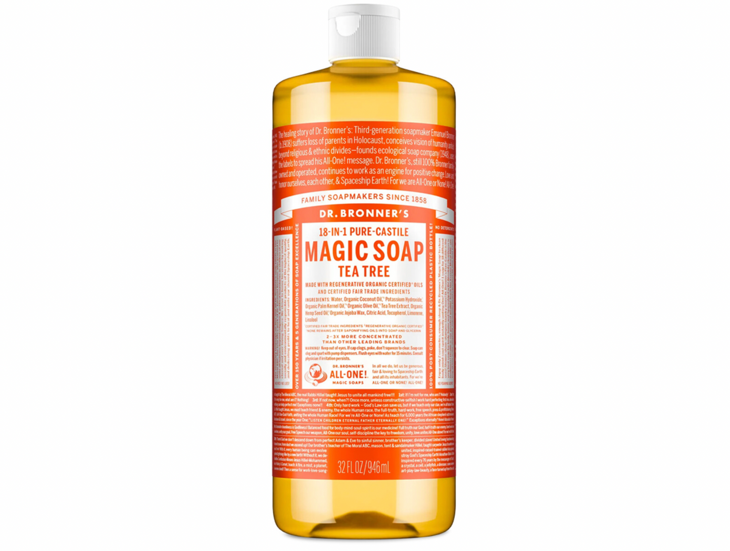 Dr Bronners - Tea Tree Pure Castile Liquid Soap 946ml