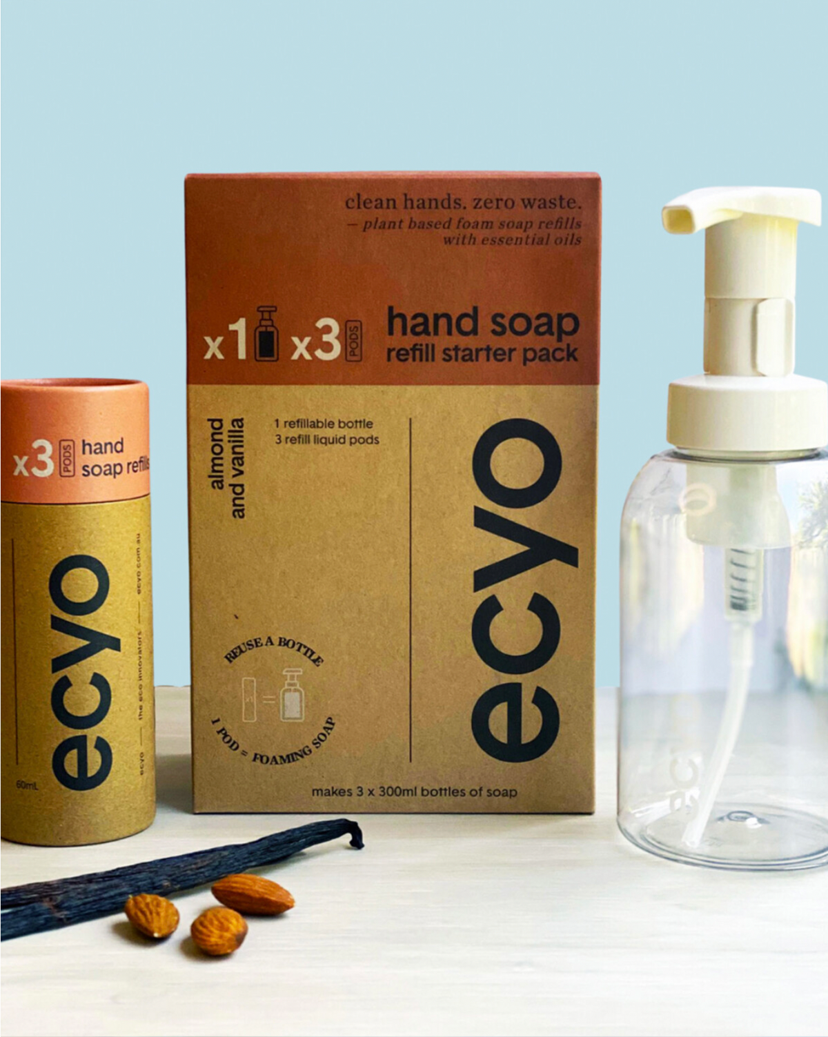 Ecyo - Almond & Vanilla Hand Soap Starter Pack