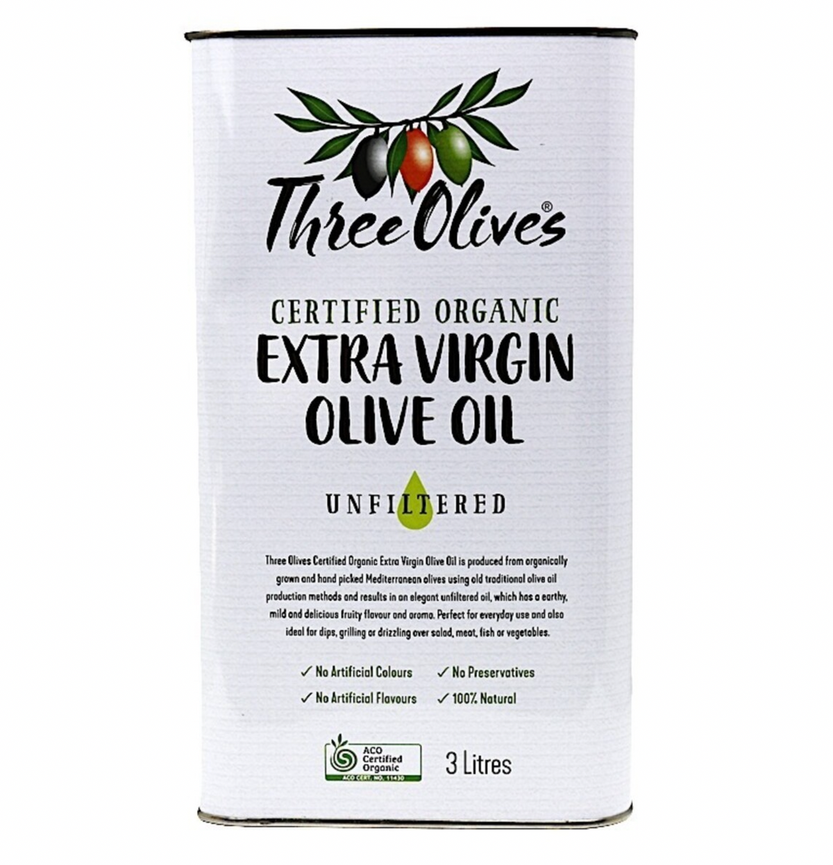 Three Olives - Organic Extra Virgin Olive Oil 3lt