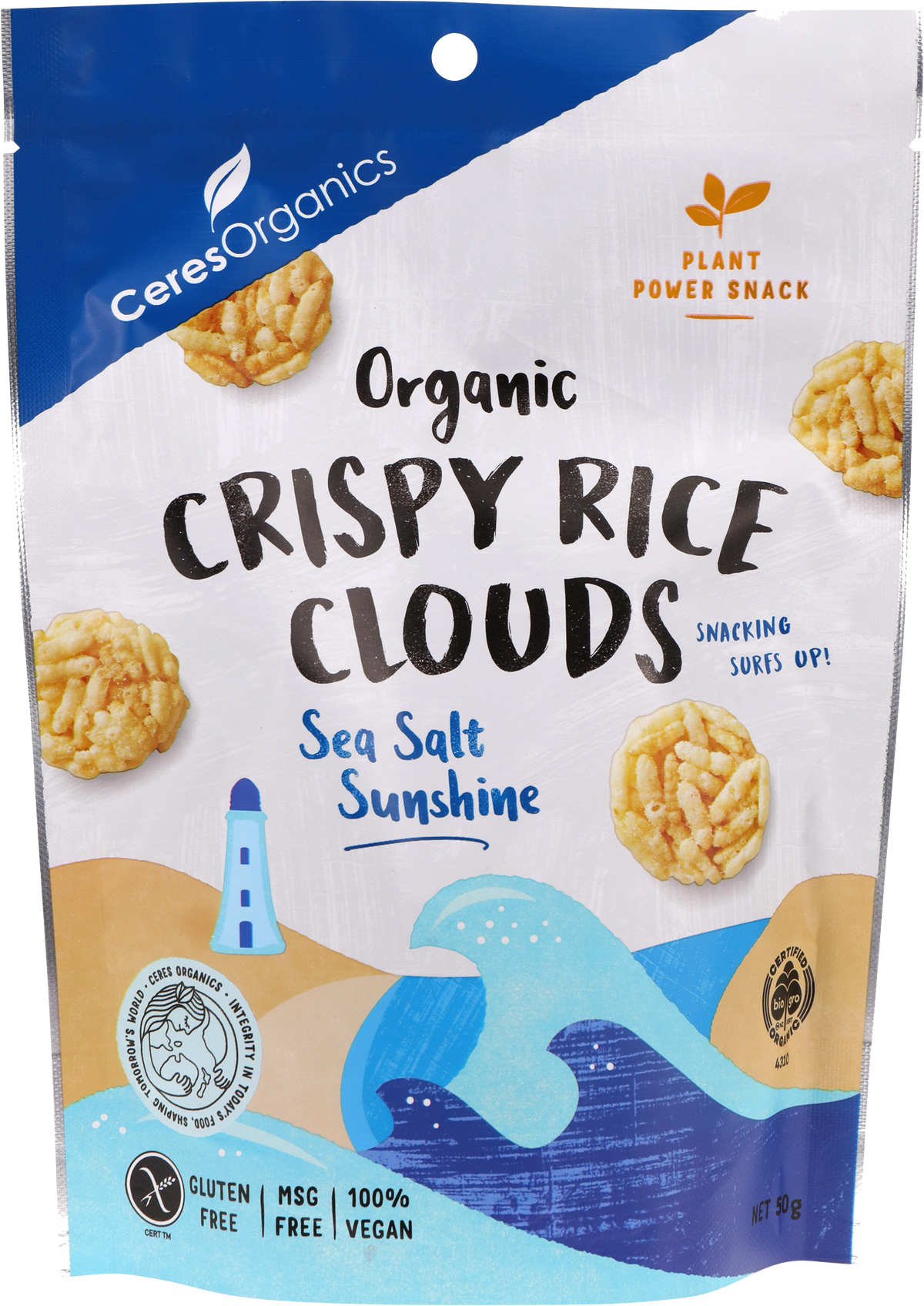 Ceres Organics - Organic Crispy Rice Clouds, Sea Salt 50g