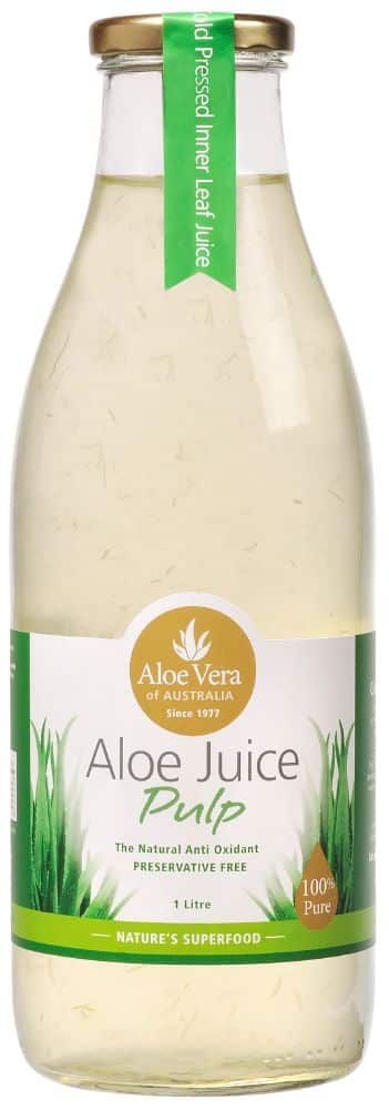 Aloe Vera of Australia - Aloe Juice Pulp 100% Pure Preservative Free (Glass) 1lt