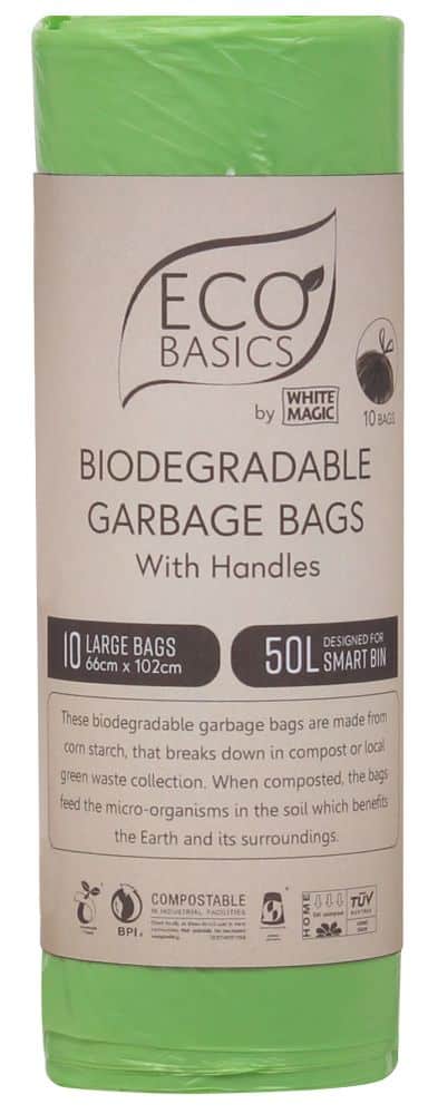 White Magic Eco Basics - Biodegradable Garbage Bin Bags- 10Bags/Roll 50lt