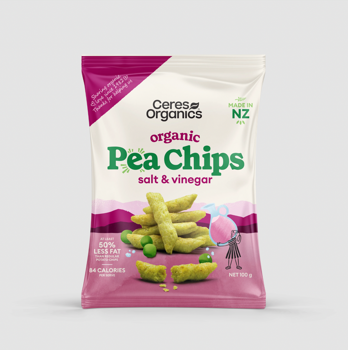 Ceres Organics - Organic Pea Chips, Salt & Vinegar 100g