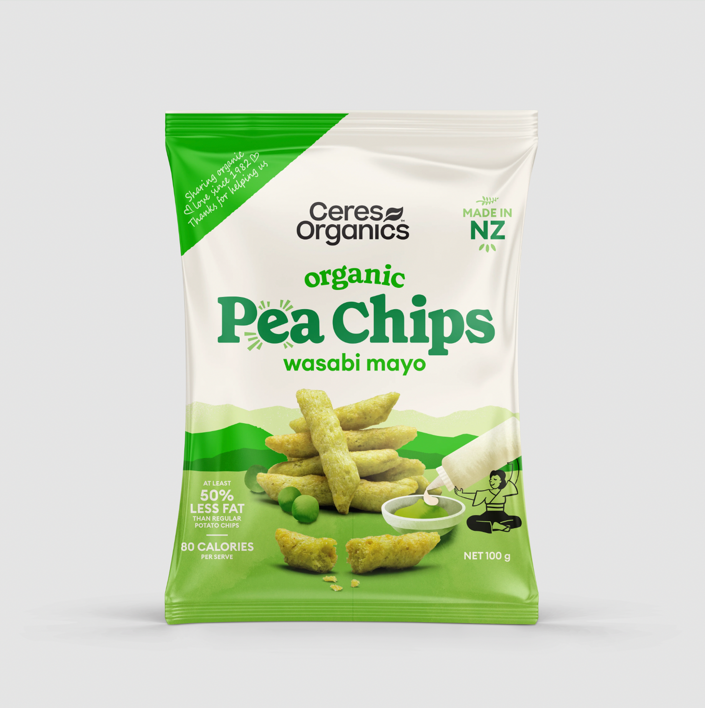 Ceres Organics - Organic Pea Chips, Wasabi Mayo 100g