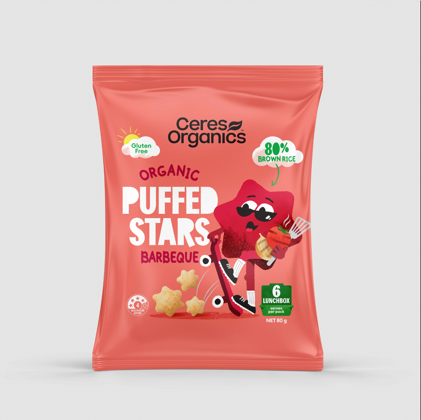 Ceres Organics - Organic Puffed Stars Barbeque 80g