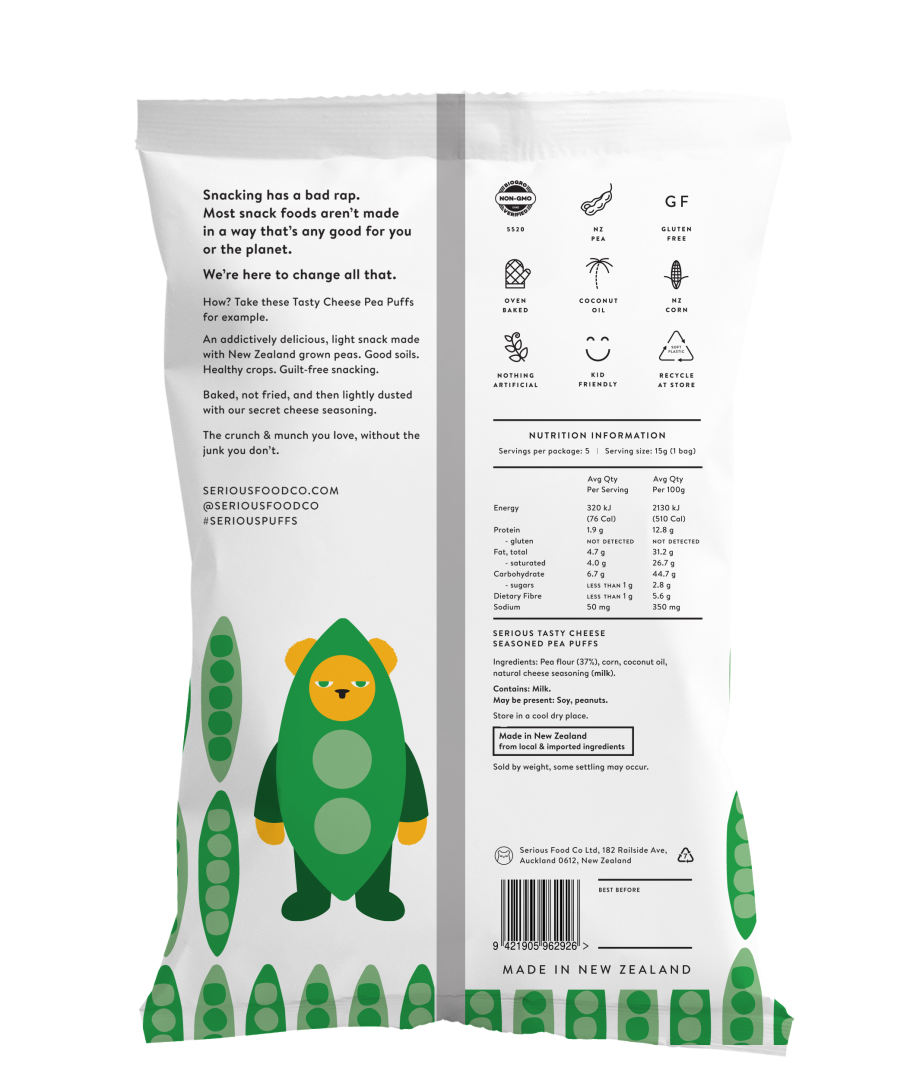 Serious Food - Multipack Real Cheese Pea Puffs 15g x 5 75g