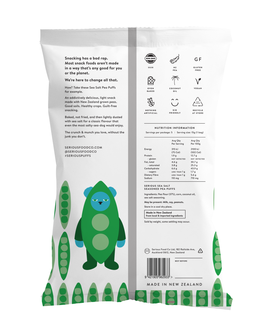 Serious Food Co - Multipack Sea Salt Pea Puffs 15g x 5 75g