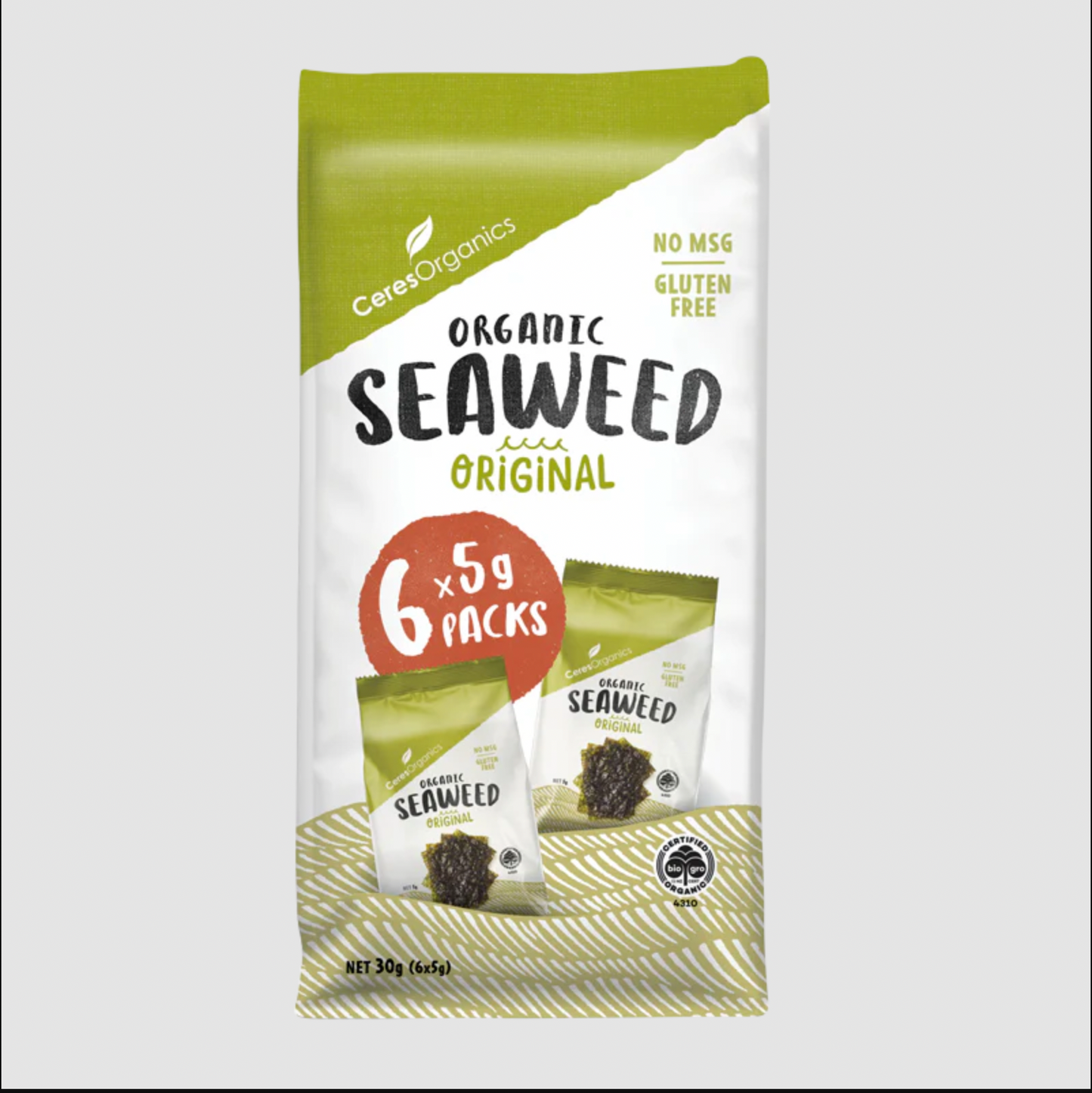 Ceres Organics - Organic Roasted Seaweed Multipack, Original 30g