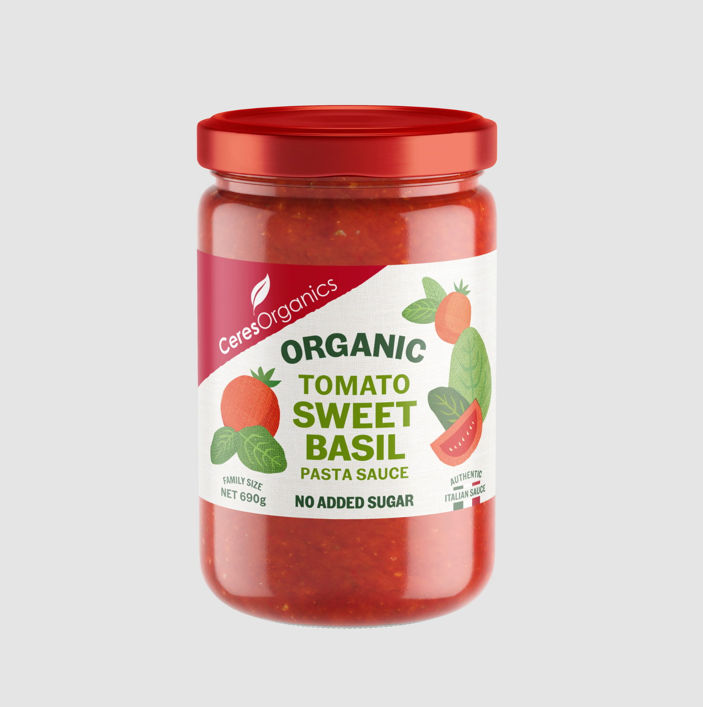 Ceres Organics - Organic Tomato, Sweet Basil Pasta Sauce 690g