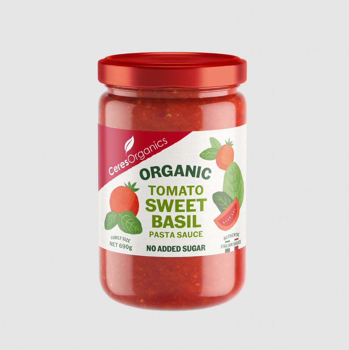 Ceres Organics - Organic Tomato, Sweet Basil Pasta Sauce 690g