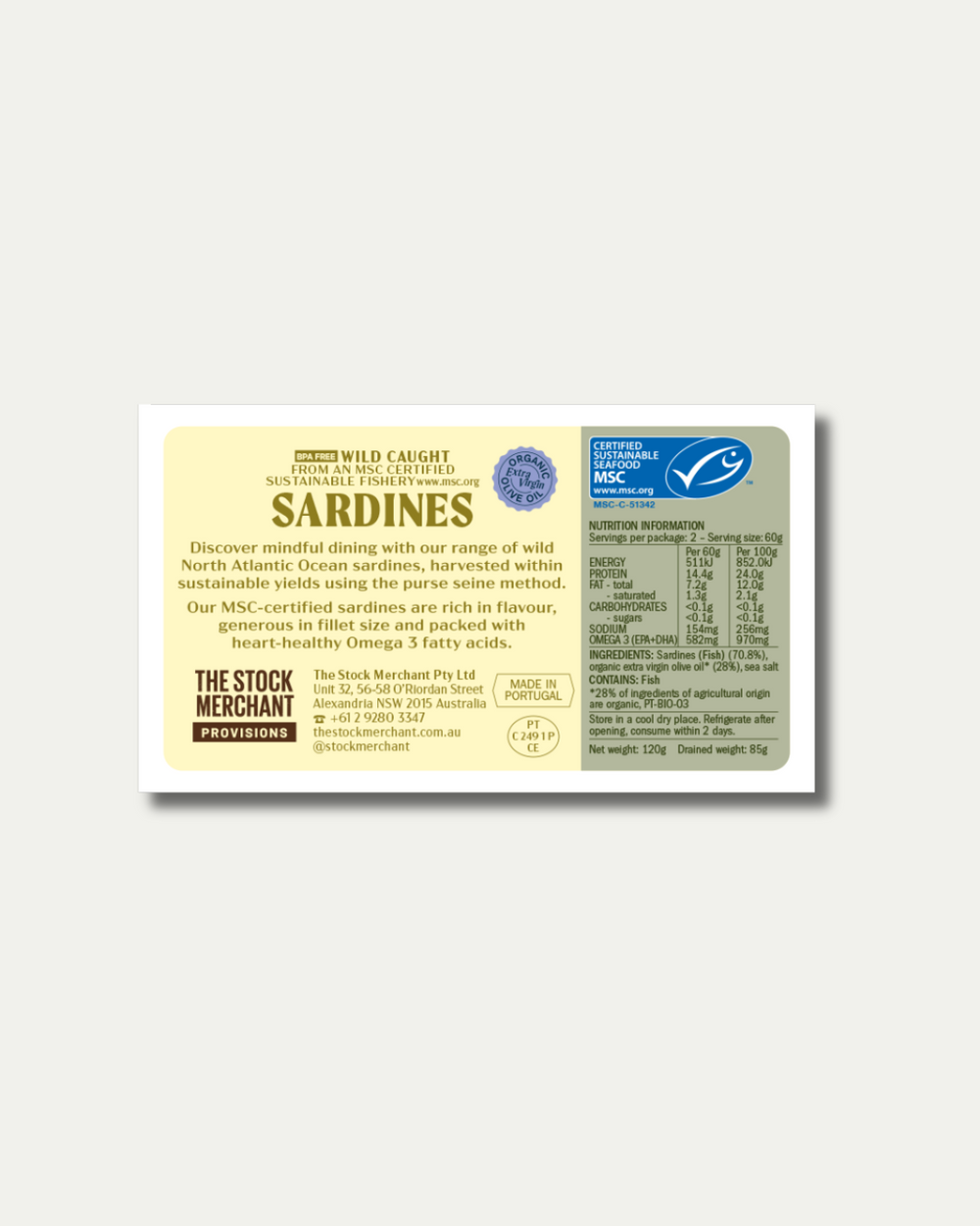 The Stock Merchant - Sardines in Olive Oil 120g