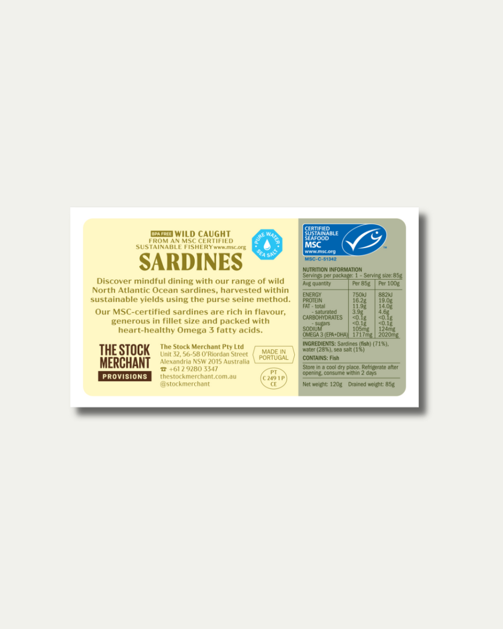 The Stock Merchant - Sardines in Water w/ Sea Salt 120g