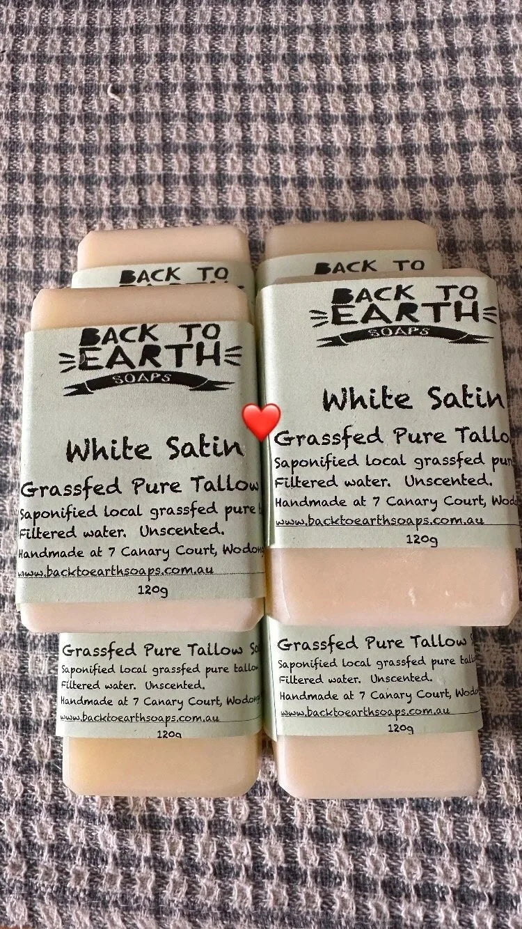 Back To Earth Soaps - White Satin - Pure Tallow Soap 120g