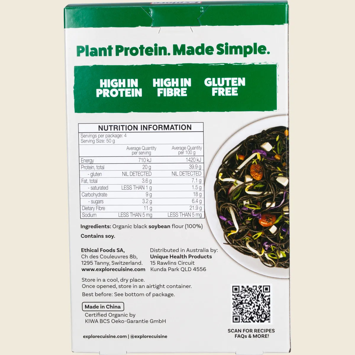 Explore Cuisine - Organic Black Bean Spaghetti 200g