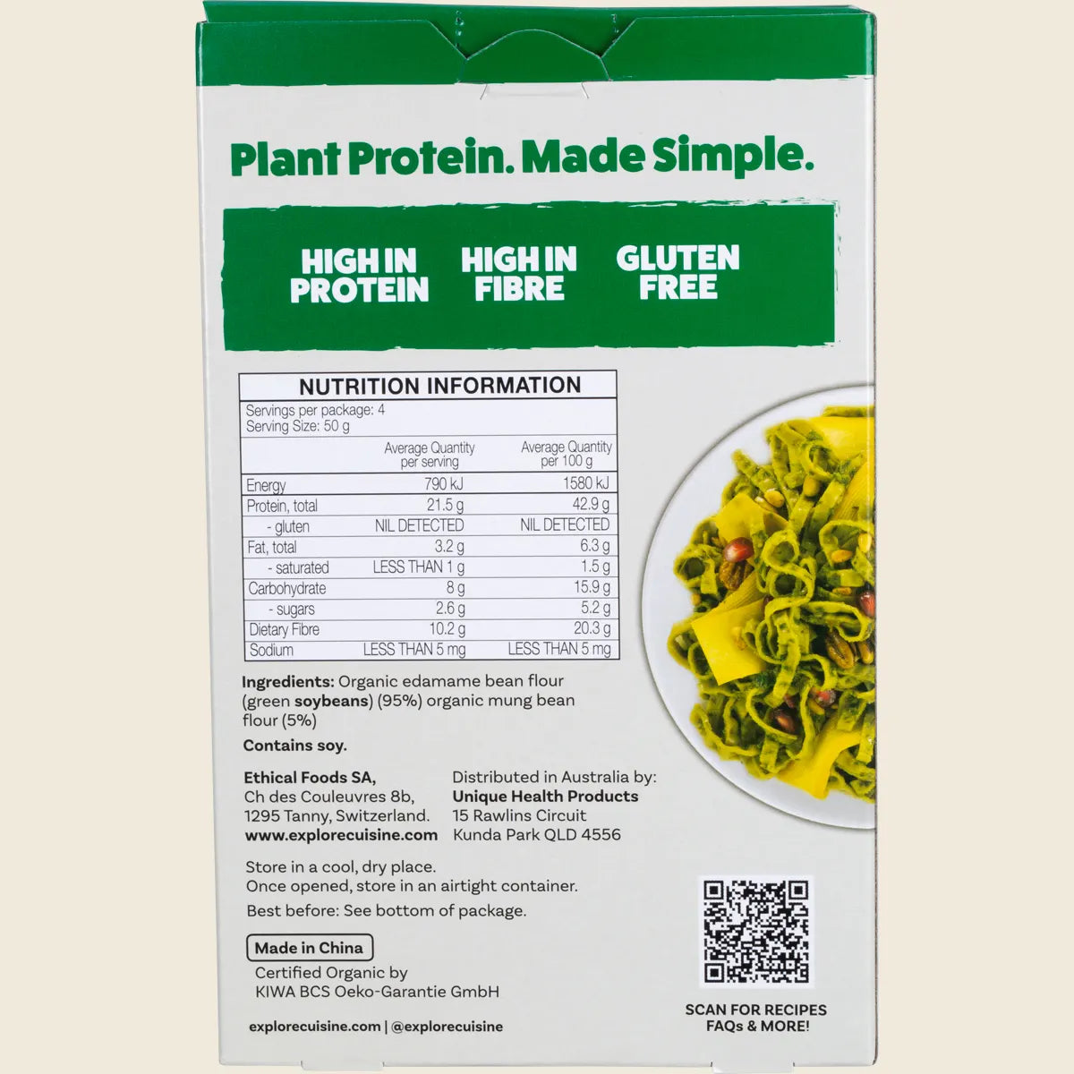 Explore Cuisine - Organic Edamame & Mung Bean Fettuccine 200g
