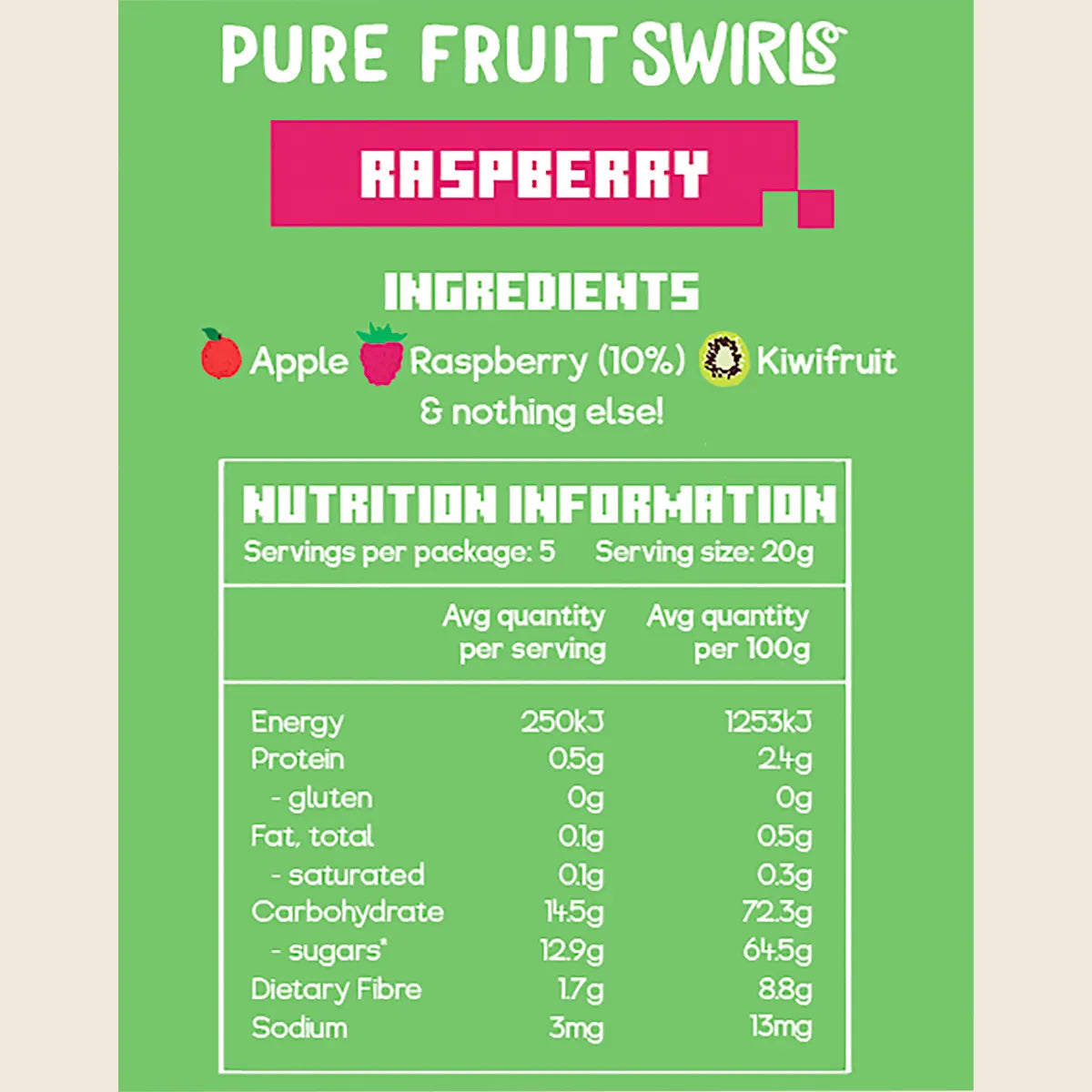 Nibblish - Pure Fruit Swirls Raspberry 100g
