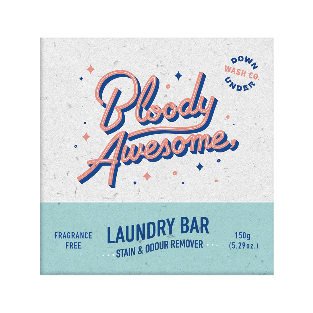 DOWNUNDER WASH CO - (Bloody Awesome) Laundry Bar Stain & Odour Remover Fragrance Free 150g