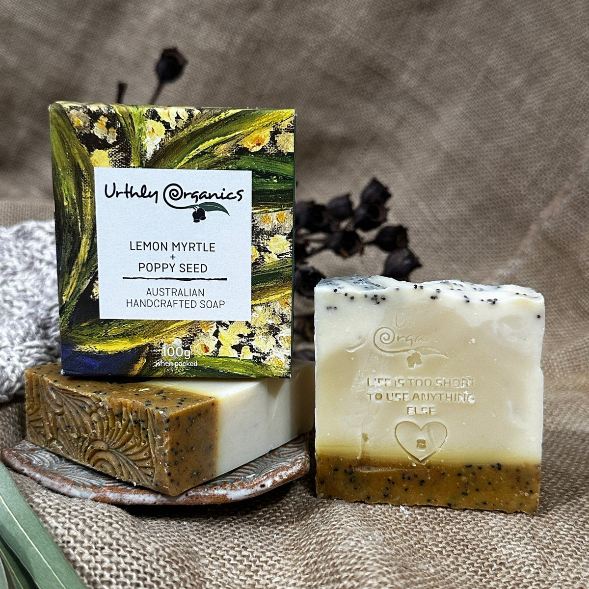 Urthly Organics - Lemon Myrtle & Poppy Seed Soap 100g