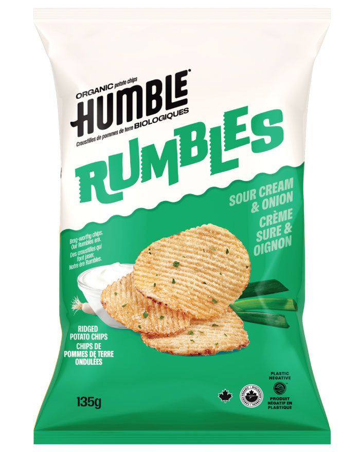 Humble - Rumbles Sour Cream & Onion Organic Ridged Potato Chips 135g