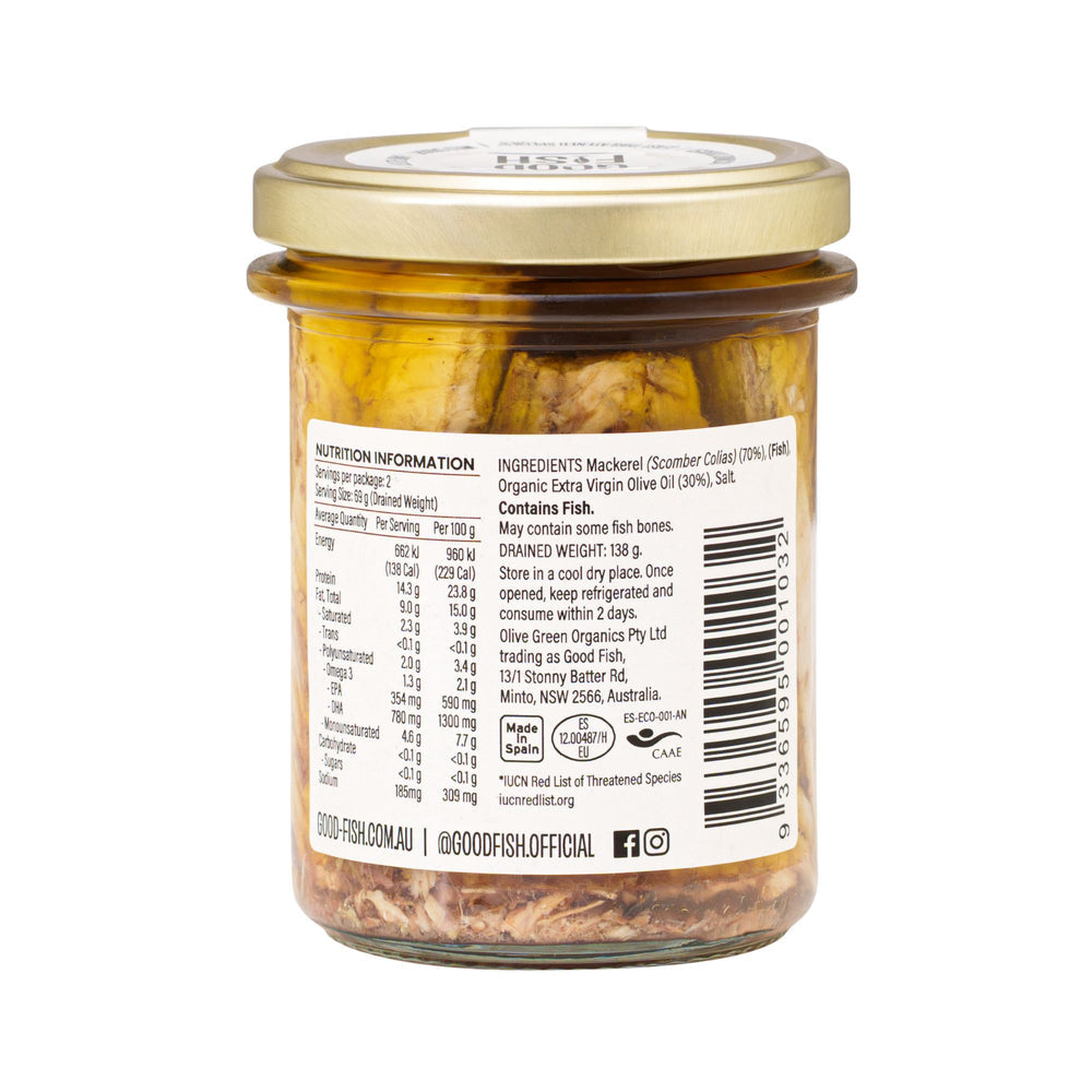 Good Fish - Mackerel in Extra Virgin Olive Oil Jar 195g