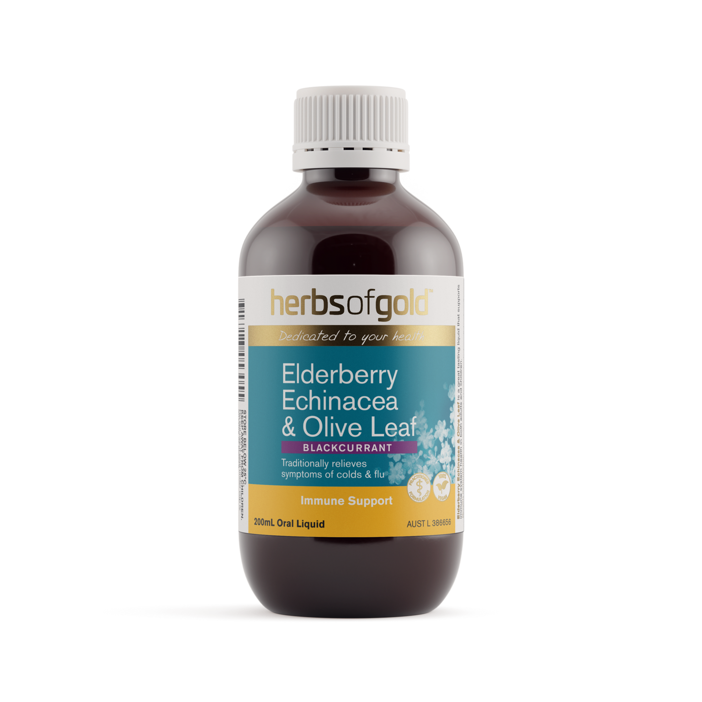 Herbs of Gold - Elderberry Echinacea and Olive Leaf Blackcurrant 200ml 200ml