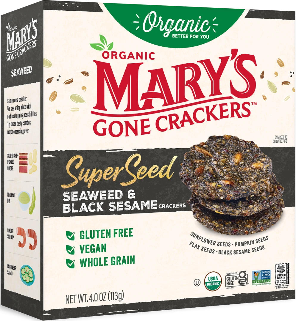Mary's Gone Crackers - Crackers Super Seed Seaweed and Black Sesame 113g