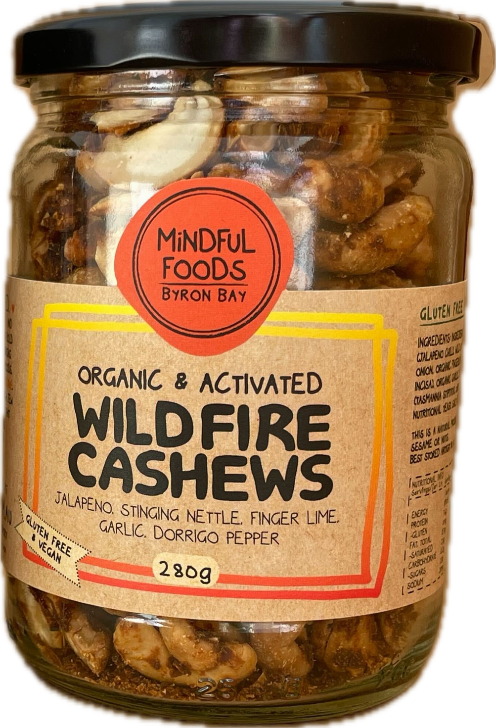 Mindful Foods - Wildfire Cashews - Organic & Activated 280g
