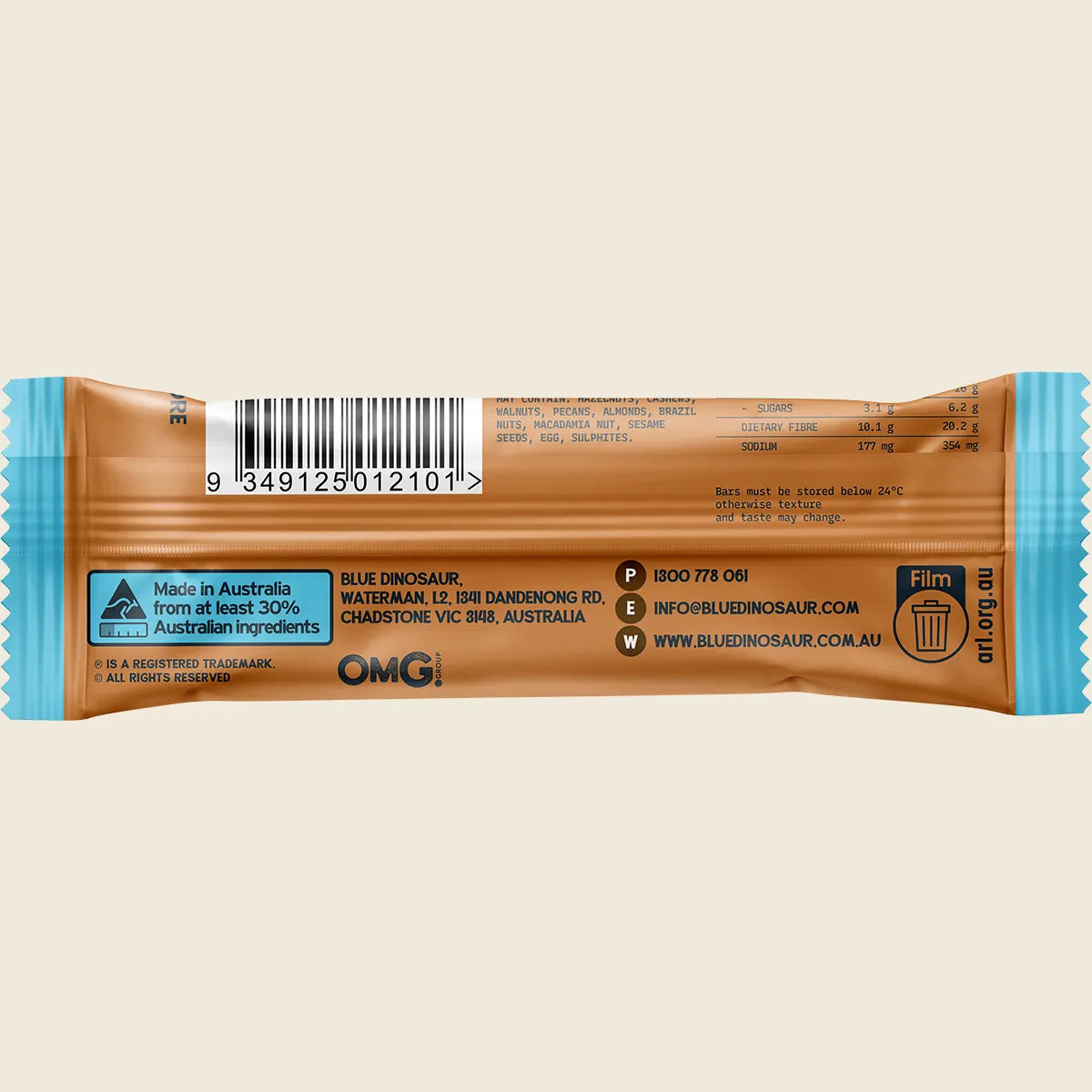 Blue Dinosaur - Protein + Fibre Bar Peanut Salted Caramel 50g