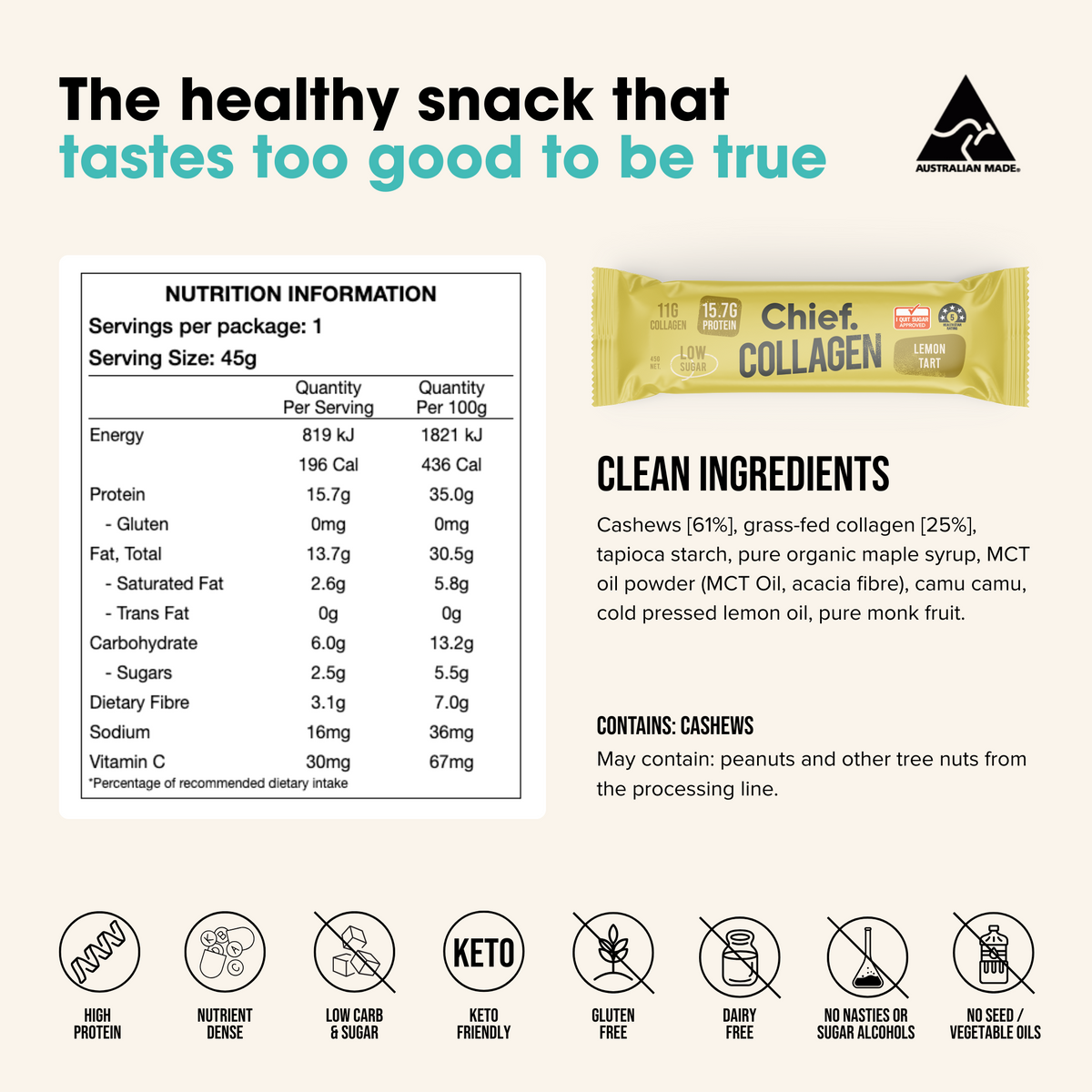 Chief Nutrition - Lemon Tart Collagen Bar